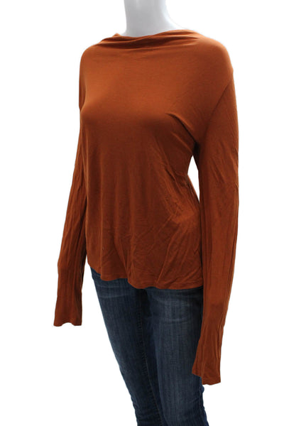 Max Mara Womens Cowl Neck Pullover T Shirt Orange Polyester Blend Size S