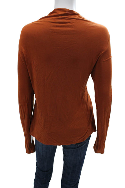 Max Mara Womens Cowl Neck Pullover T Shirt Orange Polyester Blend Size S