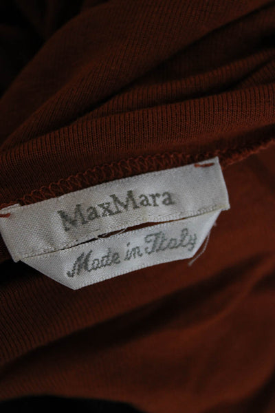Max Mara Womens Cowl Neck Pullover T Shirt Orange Polyester Blend Size S