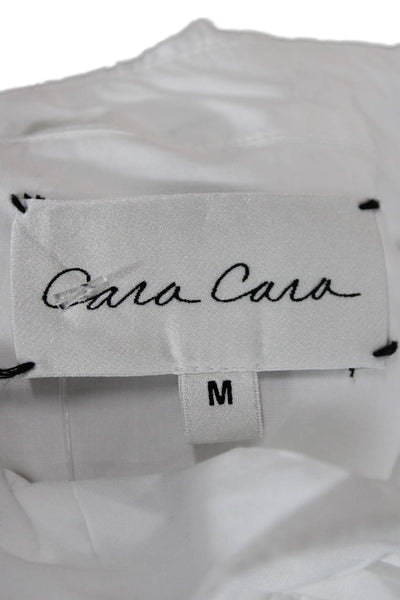 Cara Cara Women Blouse Collared Long Sleeve White 100% Cotton Size M