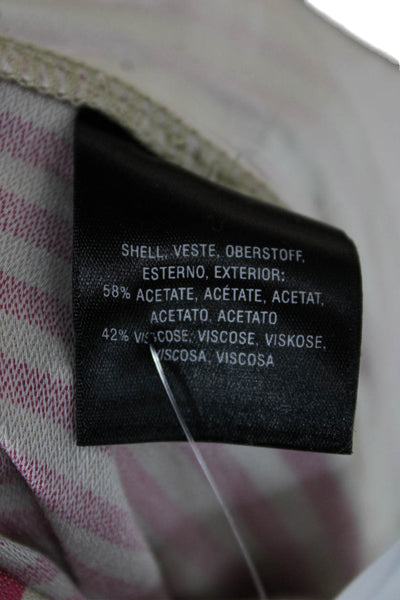 Ettitwa Women Cropped Striped Acetate Zip Pants Size 12