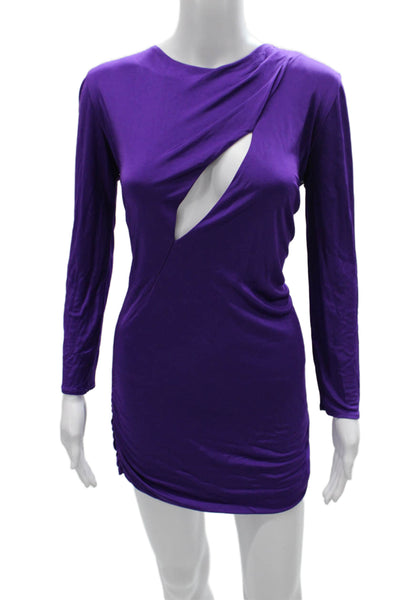 Versace Women Bodycon Purple Viscose Longsleeve Zip Dress Size 6