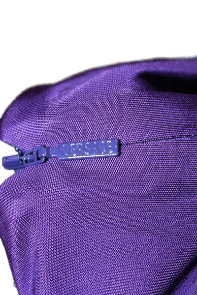 Versace Women Bodycon Purple Viscose Longsleeve Zip Dress Size 6