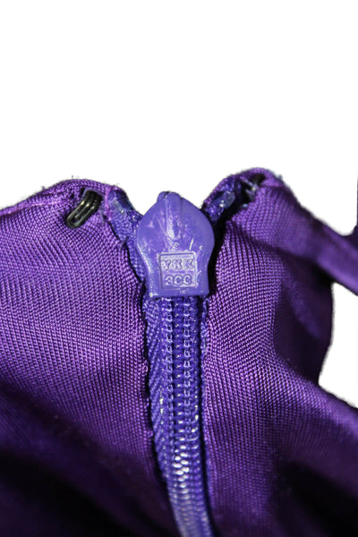 Versace Women Bodycon Purple Viscose Longsleeve Zip Dress Size 6