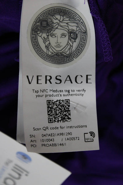 Versace Women Bodycon Purple Viscose Longsleeve Zip Dress Size 6