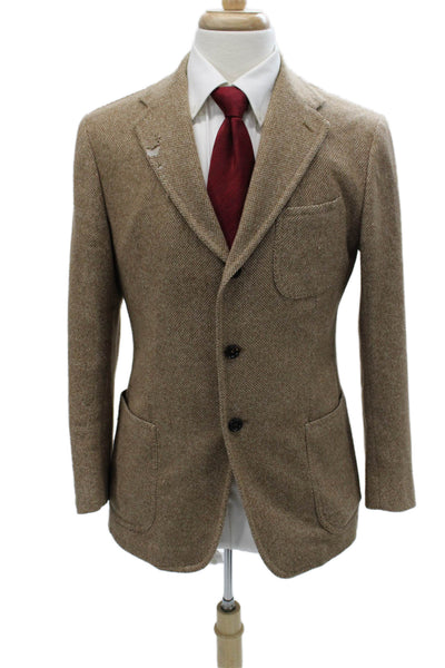 Franck Namani Mens Tweed Brown Blazer Solid Size 38