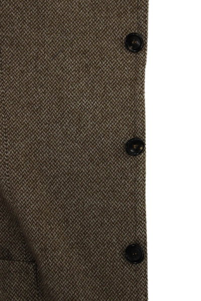 Franck Namani Mens Tweed Brown Blazer Solid Size 38