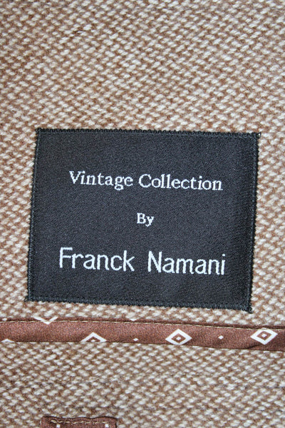 Franck Namani Mens Tweed Brown Blazer Solid Size 38