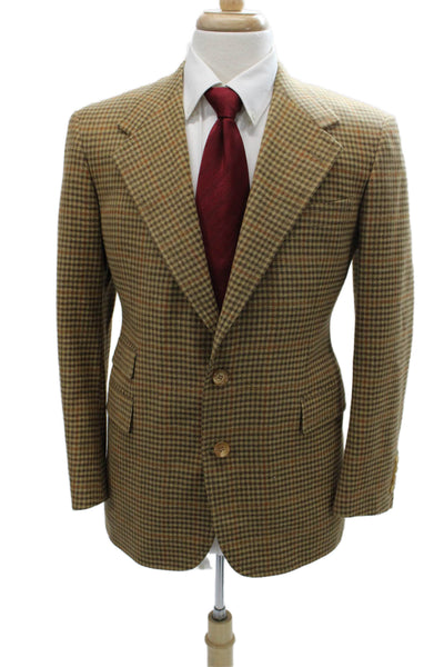 Partito Philadelphia Mens Blazer Brown Check Polyester Size 38