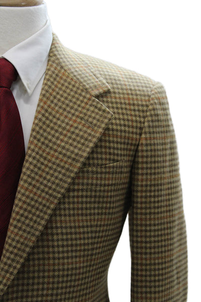Partito Philadelphia Mens Blazer Brown Check Polyester Size 38