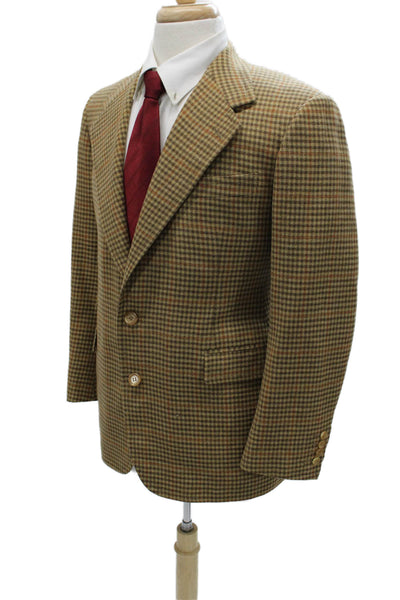 Partito Philadelphia Mens Blazer Brown Check Polyester Size 38
