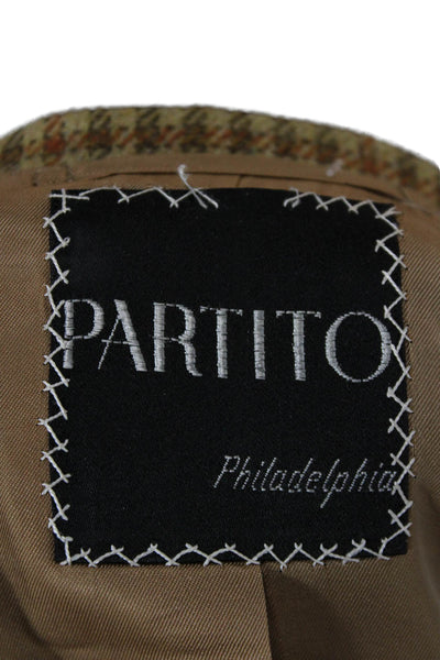 Partito Philadelphia Mens Blazer Brown Check Polyester Size 38