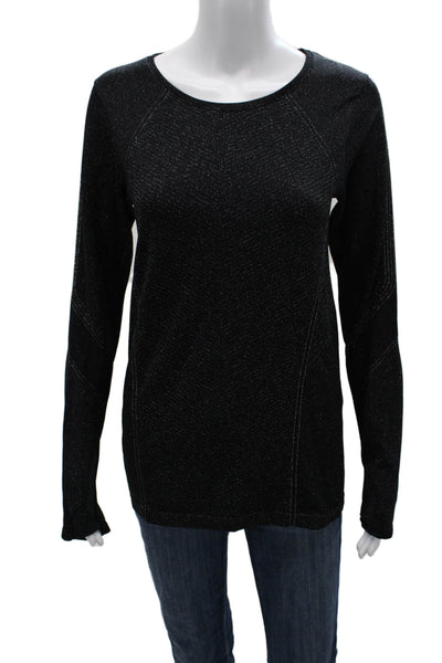 Athleta Women Basic Crew Neck Long Sleeve Nylon Top Black Size M