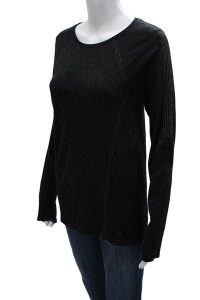 Athleta Women Basic Crew Neck Long Sleeve Nylon Top Black Size M