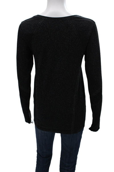 Athleta Women Basic Crew Neck Long Sleeve Nylon Top Black Size M