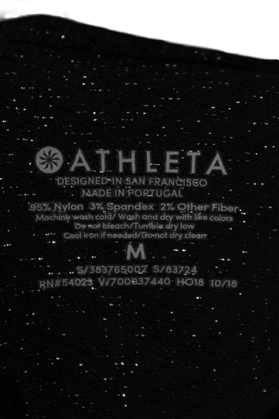 Athleta Women Basic Crew Neck Long Sleeve Nylon Top Black Size M