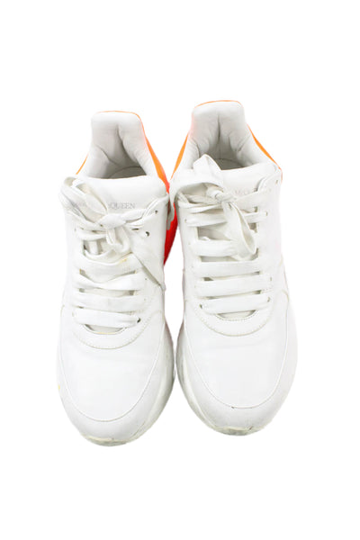 Alexander McQueen Womens Leather Oversized Runner Sneakers White Size 40 10
