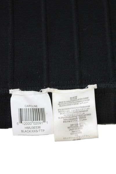 Herve Leger Women Bandage Skirt Black Rayon Knee Length Zip Size 2XS