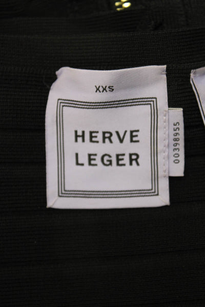 Herve Leger Women Bandage Skirt Black Rayon Knee Length Zip Size 2XS