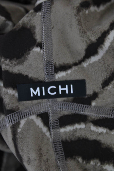 Michi Women Brown Animal Print Scoop Neck Sleeveless Nylon Unitard Size 2XS
