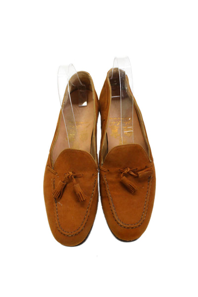 John Lobb Womens Suede Tassel Detail Loafers Shoes Chestnut Brown Size 8.5