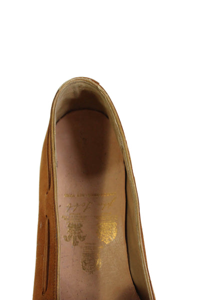 John Lobb Womens Suede Tassel Detail Loafers Shoes Chestnut Brown Size 8.5