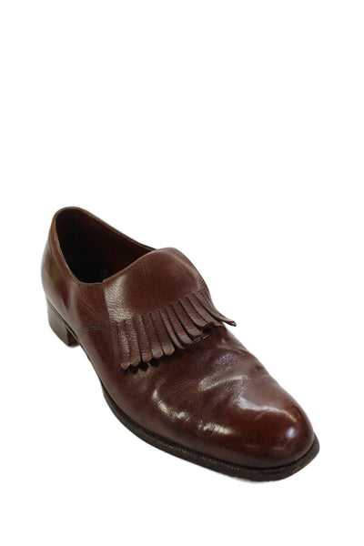 John Lobb Womens Leather Slip On Low Heels Shoes Brown Size 8.5