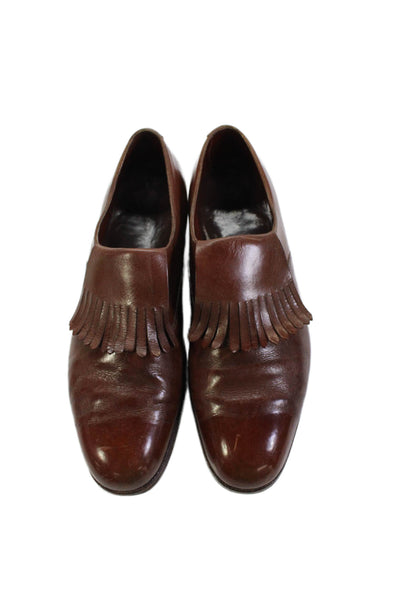 John Lobb Womens Leather Slip On Low Heels Shoes Brown Size 8.5
