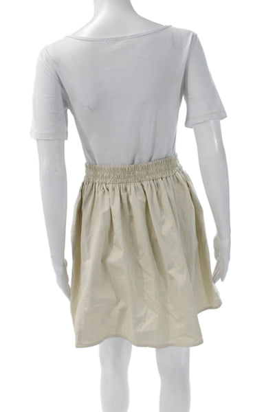 Zara Basic Womens A-Line Skirt Beige Cotton Blend Drawstring Size L