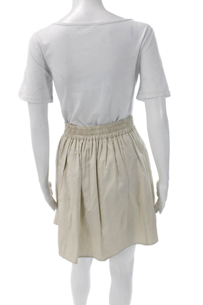 Zara Basic Women A-Line Skirt Beige Cotton Blend Mini Drawstring Size L