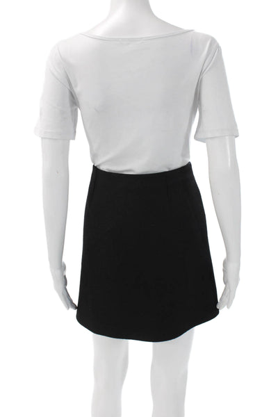 Stella McCartney Women A-Line Mini Wool Blend Skirt Black Zip Size 46