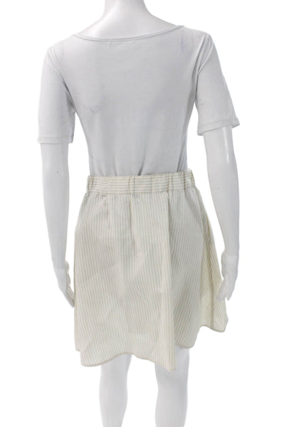 J Crew Women White Striped Cotton Blend A-Line Mini Skirt Size 4