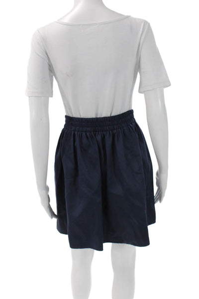 Zara Basic Women A-Line Mini Skirt Blue Polyester Drawstring Size L