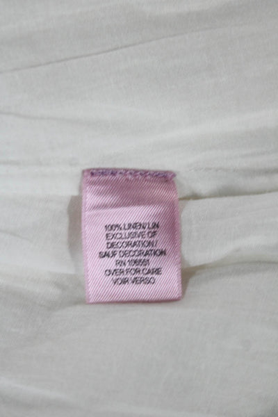 Calypso Saint Barth Women A-Line Skirt White Linen Geometric Mini Size M