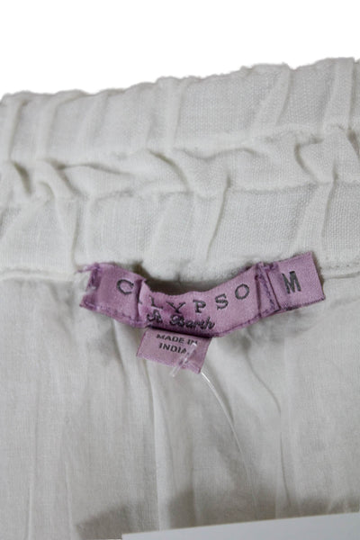Calypso Saint Barth Women A-Line Skirt White Linen Geometric Mini Size M