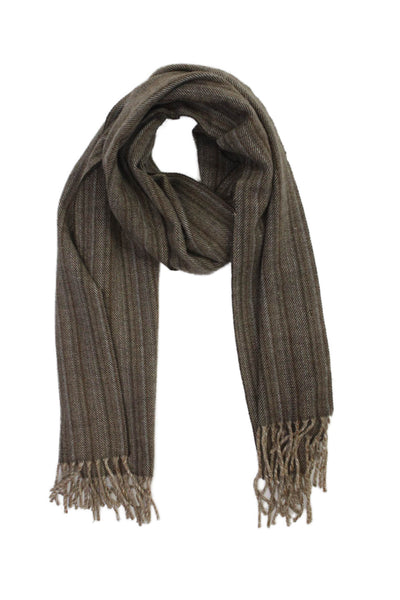 Loro Piana Unisex Adults Cashmere Striped Classic Scarf Brown Size 74" x 17"