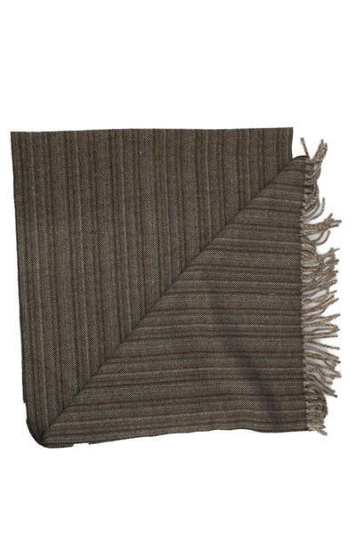 Loro Piana Unisex Adults Cashmere Striped Classic Scarf Brown Size 74" x 17"