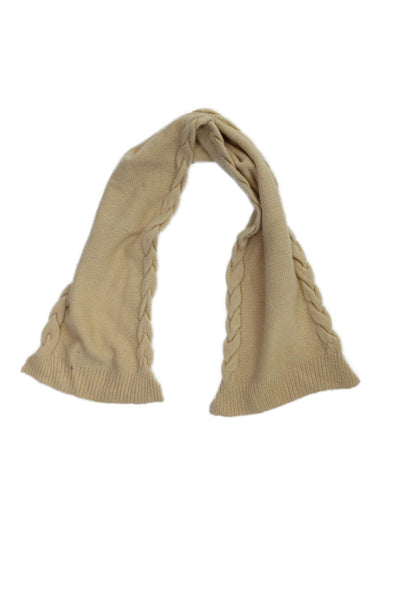 Patricia Underwood Unisex Adults Cashmere Knit Wrap Scarf Beige Size 34" x 7"