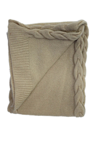 Patricia Underwood Unisex Adults Cashmere Knit Wrap Scarf Beige Size 34" x 7"
