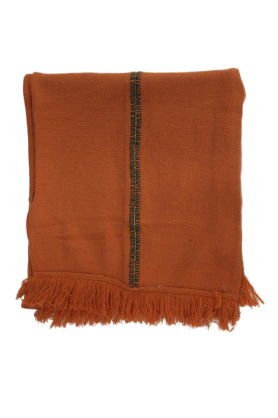 Malo Unisex Adults Cashmere Fringe Scarf Orange Size 70" x 16"