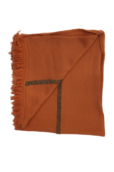 Malo Unisex Adults Cashmere Fringe Scarf Orange Size 70" x 16"