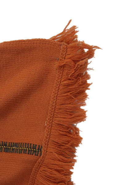 Malo Unisex Adults Cashmere Fringe Scarf Orange Size 70" x 16"