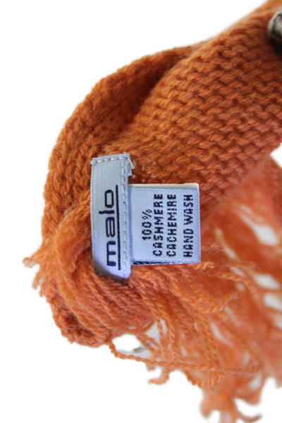 Malo Unisex Adults Cashmere Fringe Scarf Orange Size 70" x 16"
