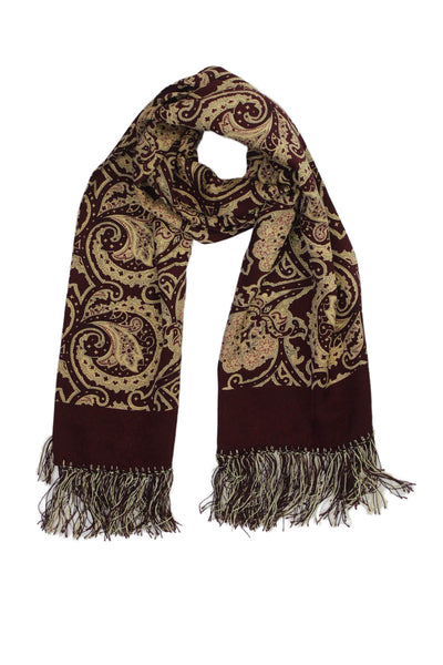 Designer Unisex Adults Paisley Print Classic Wrap Scarf Red Size 58" x 11"