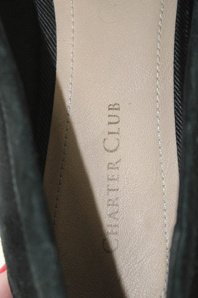Charter Club Womens Suede Slip On Loafers Black Size 9.5