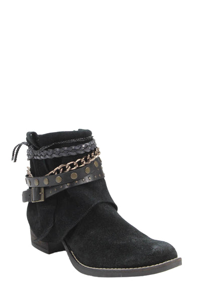 Chocolat Blu Womens Suede Embellished Ankle Boots Black Size 40 10