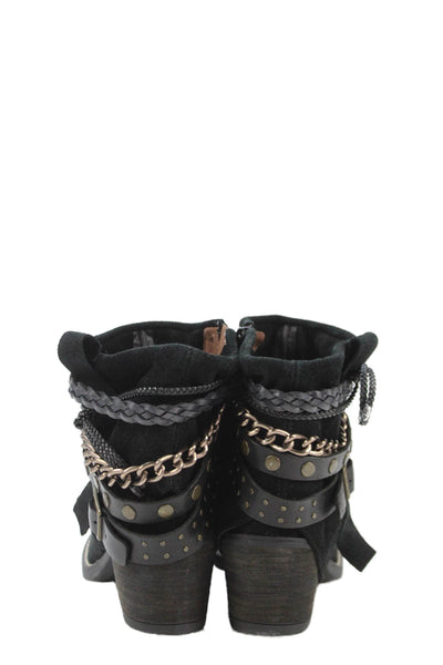 Chocolat Blu Womens Suede Embellished Ankle Boots Black Size 40 10