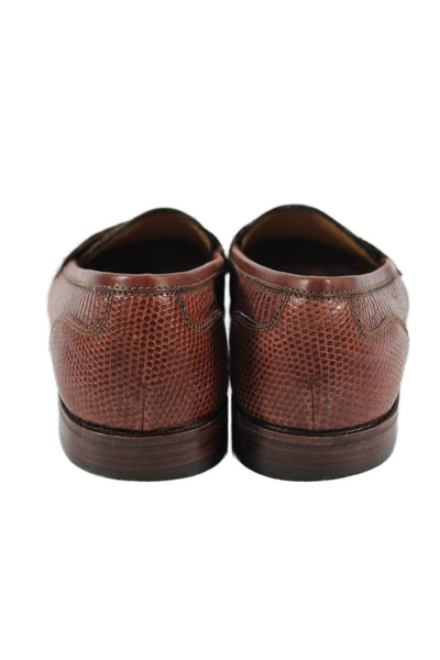 Warren Edwards Womens Lizard Slip On Flats Loafers Shoes Brown Size 8.5