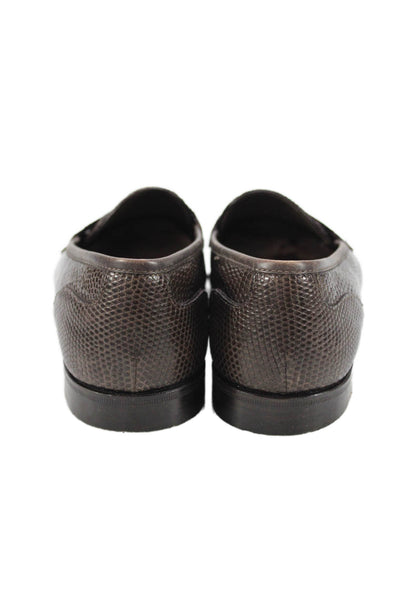 Warren Edwards Womens Lizard Slip On Loafers Shoes Dark Brown Size 8.5