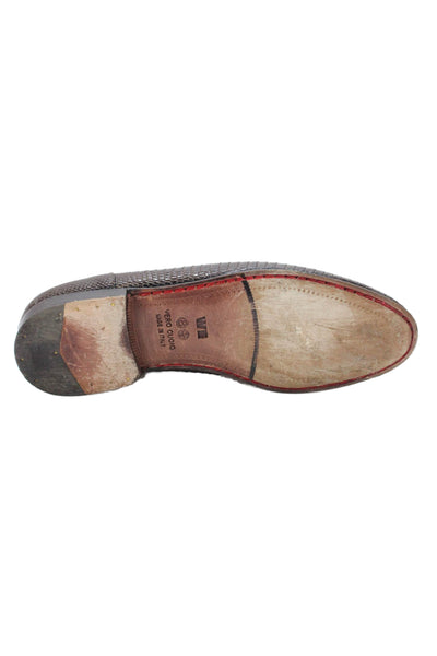 Warren Edwards Womens Lizard Slip On Loafers Shoes Dark Brown Size 8.5